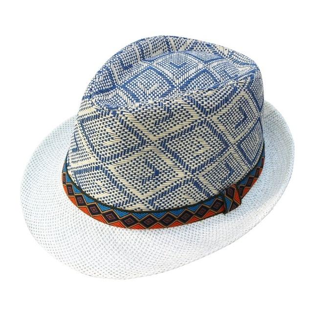 Blue & Orange Belt Straw Panama Hat-Hats-Innovato Design-Cream-Innovato Design