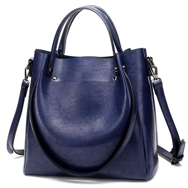 Vintage Casual PU Leather Tote Bag, Shoulder Bag, Crossbody Bag and Handbag-Handbags-Innovato Design-Blue-Innovato Design