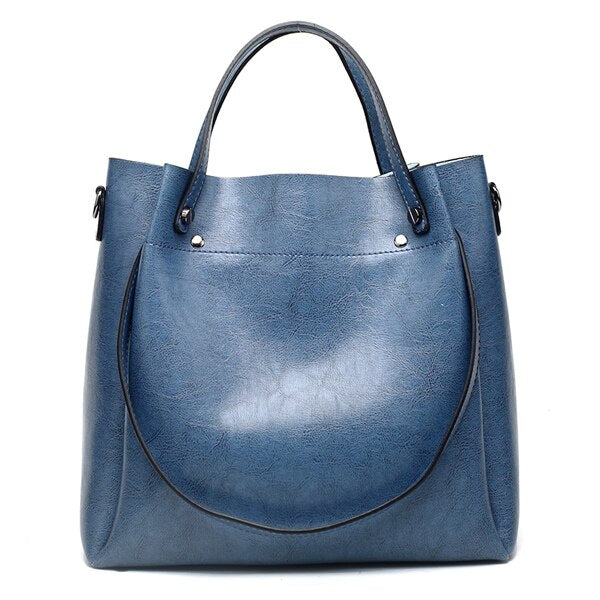 Vintage Casual PU Leather Tote Bag, Shoulder Bag, Crossbody Bag and Handbag-Handbags-Innovato Design-Sky Blue-Innovato Design