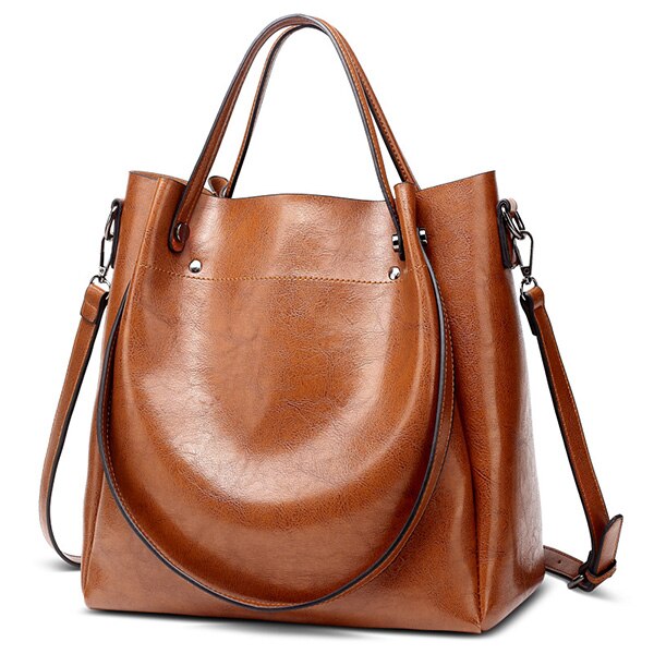 Vintage Casual PU Leather Tote Bag, Shoulder Bag, Crossbody Bag and Handbag-Handbags-Innovato Design-Brown-Innovato Design