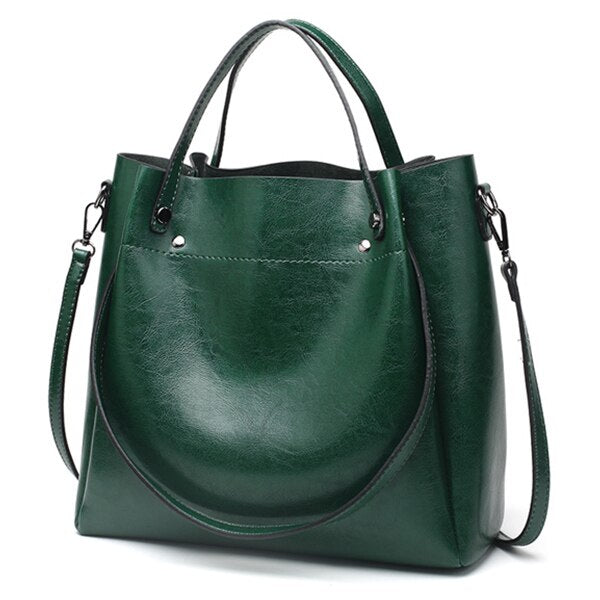 Vintage Casual PU Leather Tote Bag, Shoulder Bag, Crossbody Bag and Handbag-Handbags-Innovato Design-Green-Innovato Design