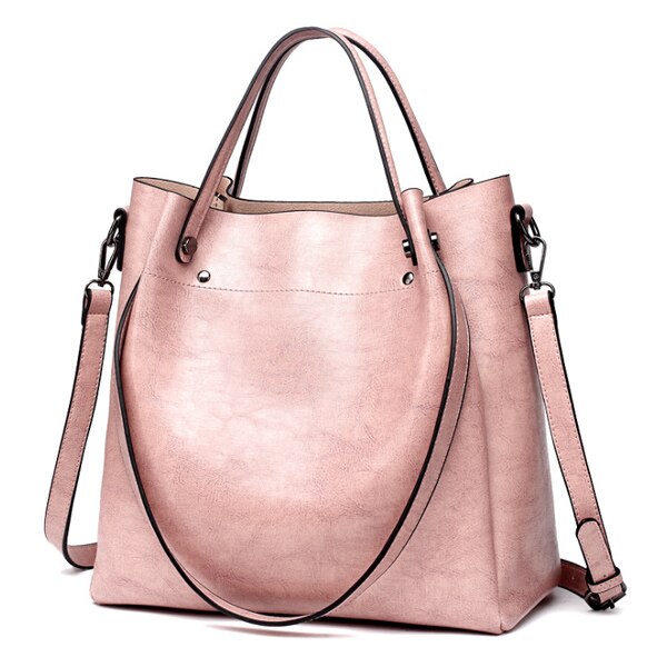 Vintage Casual PU Leather Tote Bag, Shoulder Bag, Crossbody Bag and Handbag-Handbags-Innovato Design-Pink-Innovato Design