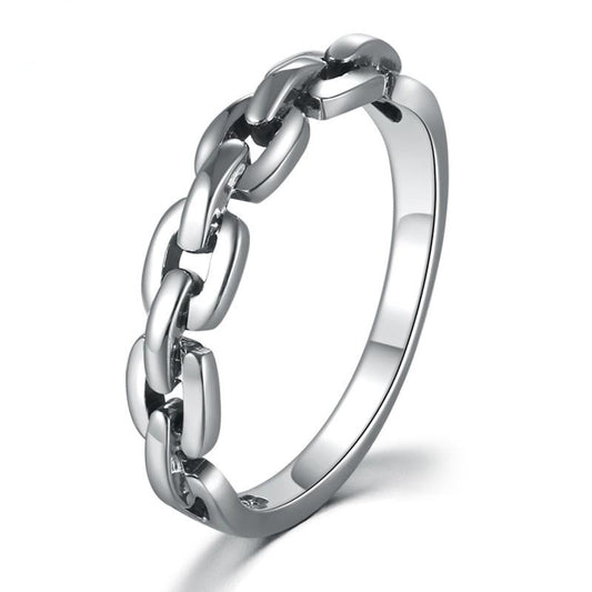 Cable Link Chain 925 Sterling Silver Vintage Steampunk Ring-Rings-Innovato Design-6-Innovato Design