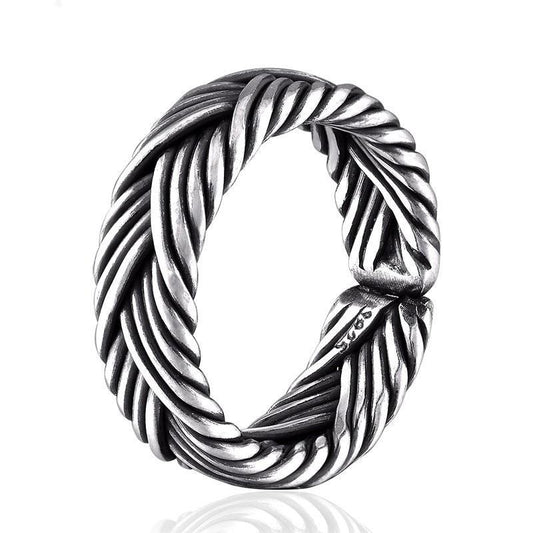 Braided Boho Eternity 925 Sterling Silver Adjustable Vintage Ring-Gothic Rings-Innovato Design-Innovato Design