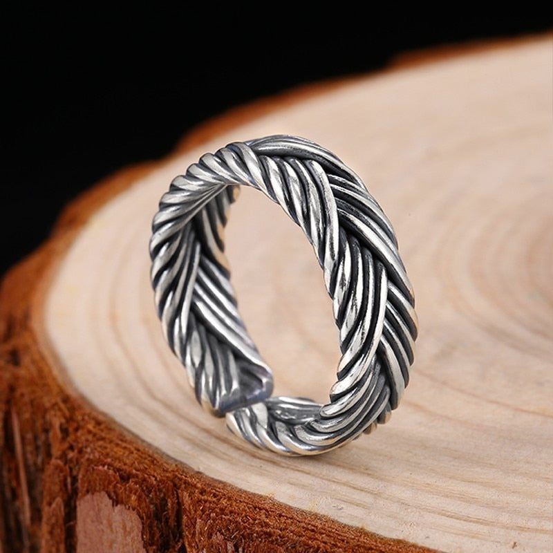 Braided Boho Eternity 925 Sterling Silver Adjustable Vintage Ring-Gothic Rings-Innovato Design-Innovato Design