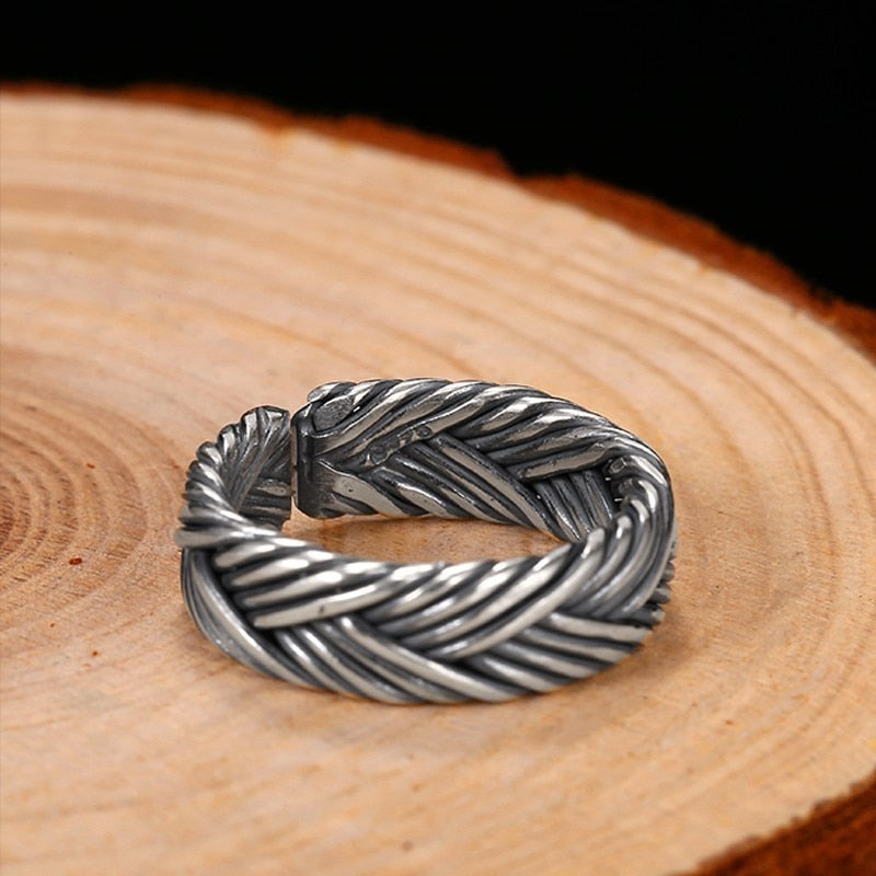 Braided Boho Eternity 925 Sterling Silver Adjustable Vintage Ring-Gothic Rings-Innovato Design-Innovato Design