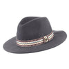 Floppy Wide Brim Wool Felt Fedora Hat with Striped Angle Brackets Hatband