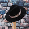Floppy Wide Brim Wool Felt Fedora Hat with Striped Angle Brackets Hatband
