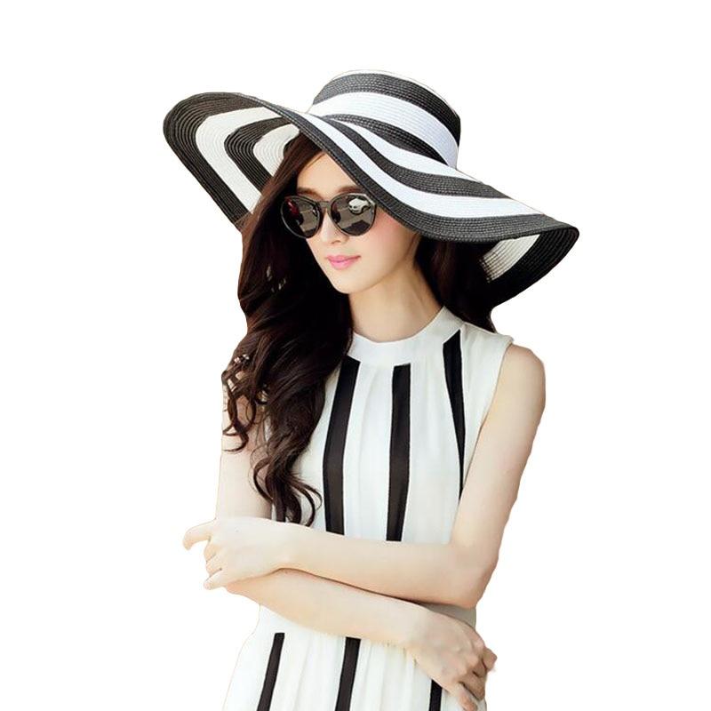 Summer Wide Brim Floppy Striped Straw Sun Ladies Hat-Hats-Innovato Design-Red-Innovato Design