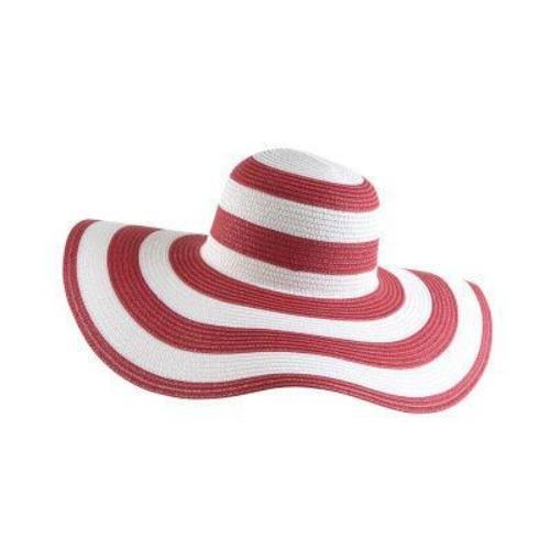 Summer Wide Brim Floppy Striped Straw Sun Ladies Hat-Hats-Innovato Design-Red-Innovato Design