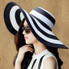 Summer Wide Brim Floppy Striped Straw Sun Ladies Hat