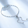 Natural Sky Blue Topaz and Cubic Zirconia 925 Sterling Silver Adjustable Tennis Bracelet