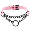 Black Chain Choker Collar Leather Gothic Punk Harajuku Necklace-Necklace-Innovato Design-Pink-Innovato Design
