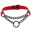 Black Chain Choker Collar Leather Gothic Punk Harajuku Necklace-Necklace-Innovato Design-Red-Innovato Design