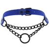Black Chain Choker Collar Leather Gothic Punk Harajuku Necklace-Necklace-Innovato Design-Blue-Innovato Design