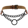 Black Chain Choker Collar Leather Gothic Punk Harajuku Necklace-Necklace-Innovato Design-Brown-Innovato Design