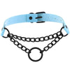 Black Chain Choker Collar Leather Gothic Punk Harajuku Necklace-Necklace-Innovato Design-Light Blue-Innovato Design