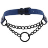 Black Chain Choker Collar Leather Gothic Punk Harajuku Necklace-Necklace-Innovato Design-Dark Blue-Innovato Design