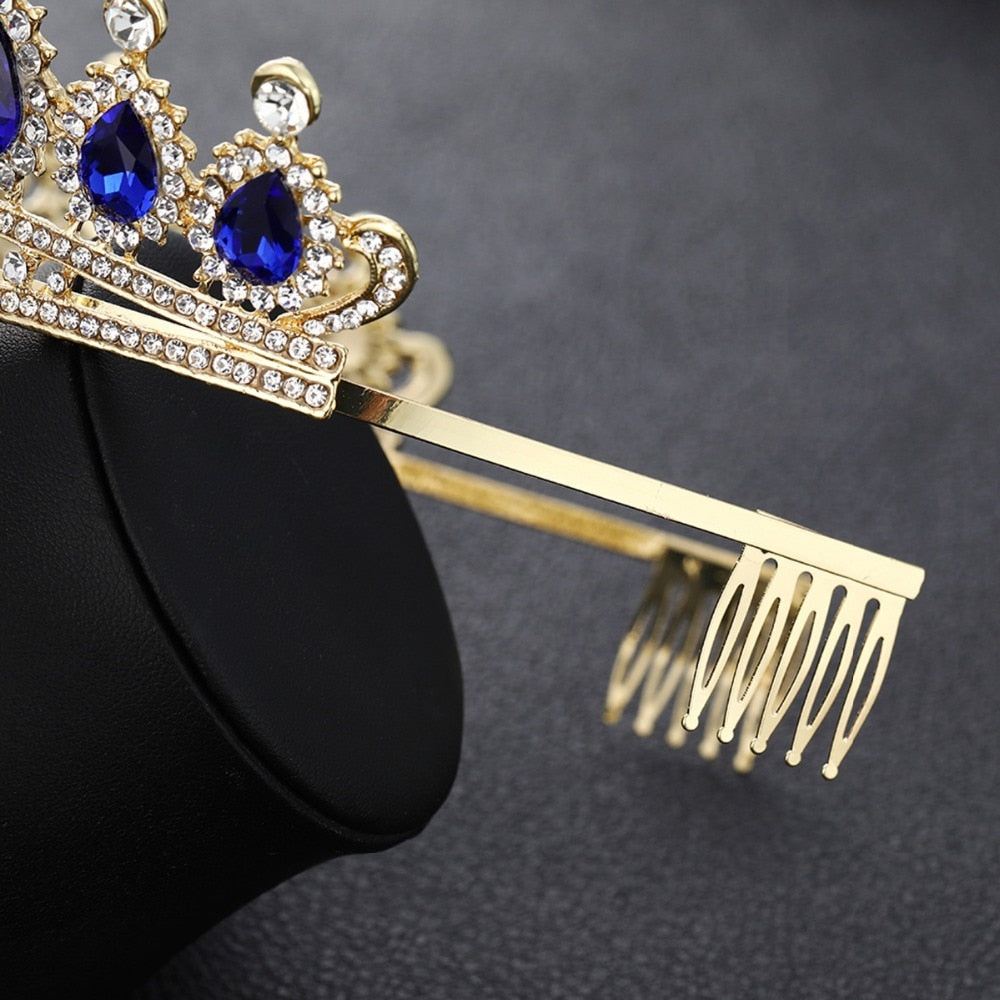 Baroque Crystal Tiara, Necklace & Earrings Wedding Pageant Prom Jewelry Set-Jewelry Sets-Innovato Design-Green-Innovato Design