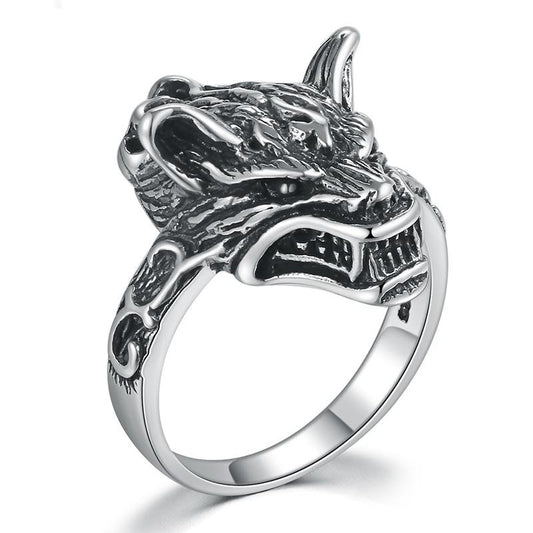 Gothic Black Wolf 925 Sterling Silver Vintage Punk Ring-Rings-Innovato Design-7-Innovato Design