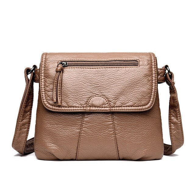 Soft Washed PU Leather Crossbody Bag and Handbag-Handbags-Innovato Design-Khaki-Innovato Design