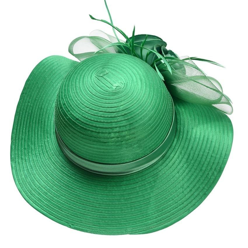 Floppy Wide Brim Floral Satin Sun Hat with Feathers-Hats-Innovato Design-Black-Innovato Design