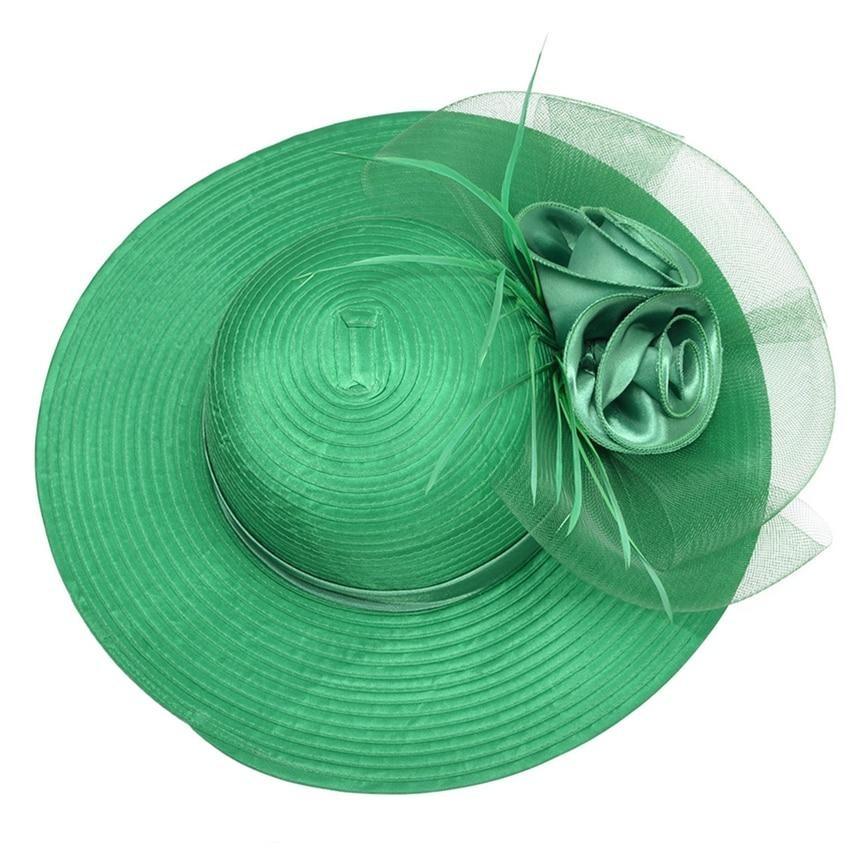 Floppy Wide Brim Floral Satin Sun Hat with Feathers-Hats-Innovato Design-Black-Innovato Design