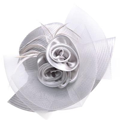 Floppy Wide Brim Floral Satin Sun Hat with Feathers-Hats-Innovato Design-Black-Innovato Design