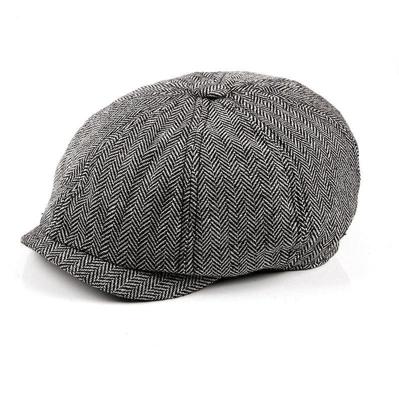 Retro Tweed Herringbone Octagonal Newsboy Cap-Hats-Innovato Design-Brown-Innovato Design