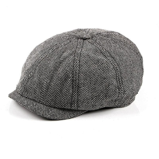 Retro Tweed Herringbone Octagonal Newsboy Cap-Hats-Innovato Design-Brown-Innovato Design
