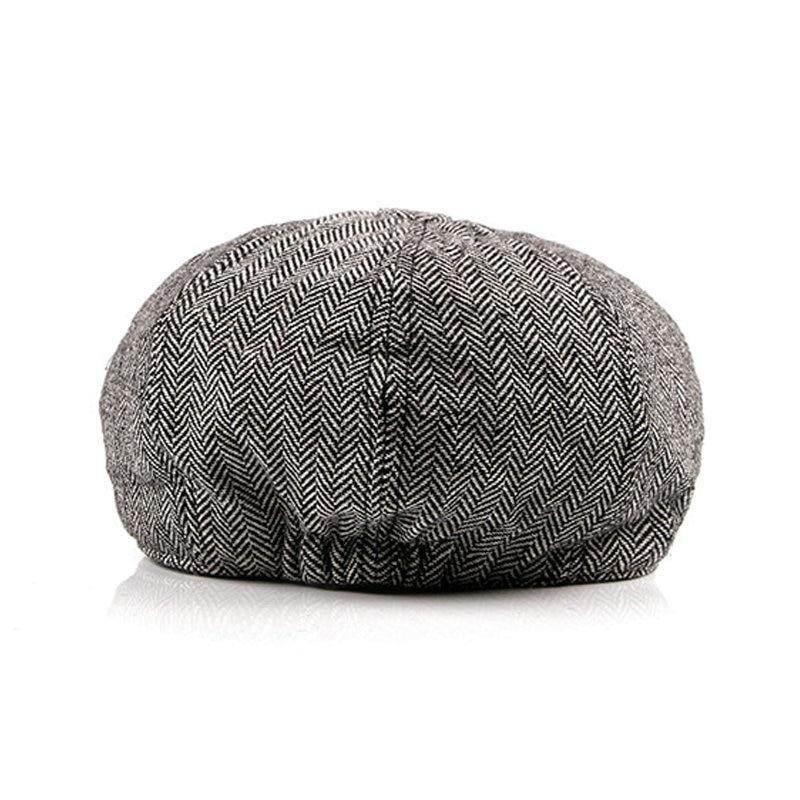 Retro Tweed Herringbone Octagonal Newsboy Cap-Hats-Innovato Design-Brown-Innovato Design