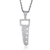 Cubic-Zirconia-Studded Saw Bling Hip-hop Pendant Necklace