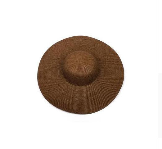 Foldable Large Straw Sun Floppy Beach Hat-Hats-Innovato Design-Brown-Innovato Design