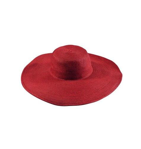 Foldable Large Straw Sun Floppy Beach Hat-Hats-Innovato Design-Red-Innovato Design