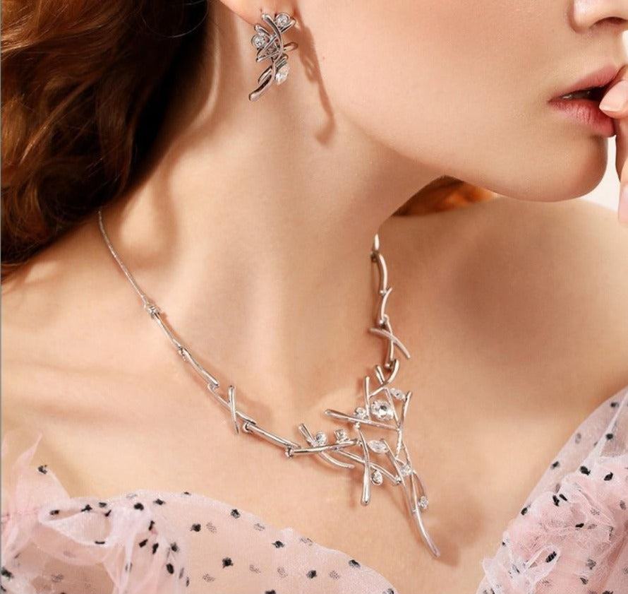 Elegant Crisscross Design Necklace and Earrings Fashion Jewelry Set-Jewelry Sets-Innovato Design-Gold Black-Innovato Design