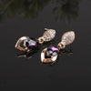 Purple Cubic Zirconia and Austrian Crystal Necklace, Bracelet, Earrings & Ring Wedding Jewelry Set-Jewelry Sets-Innovato Design-Innovato Design