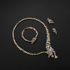 Gold Tiger Crystal Necklace, Bracelet & Earrings Wedding Statement Jewelry Set