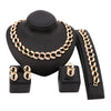 Rhinestone Link Chain Necklace, Bracelet, Earrings & Ring Wedding Statement Jewelry Set