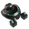 Rhinestone Green Surface Necklace, Bracelet, Earrings & Ring Wedding Statement Jewelry Set