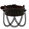 Black Spike Stud and Chain Link Collar Choker Leather Gothic Steampunk Necklace