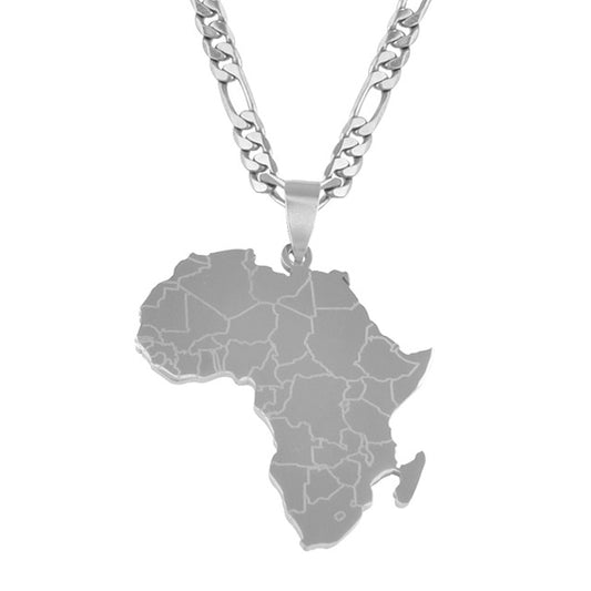 Gold/Silver-Plated Africa Map Hip-Hop Style Pendant Necklace-Necklaces-Innovato Design-Silver-23.62in-Innovato Design