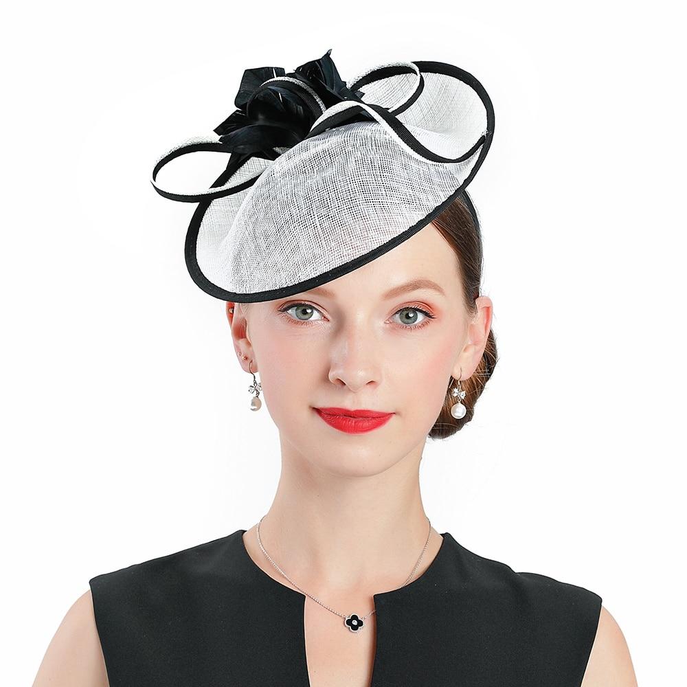 White Linen Fascinator Hat with Feathers-Hats-Innovato Design-Innovato Design