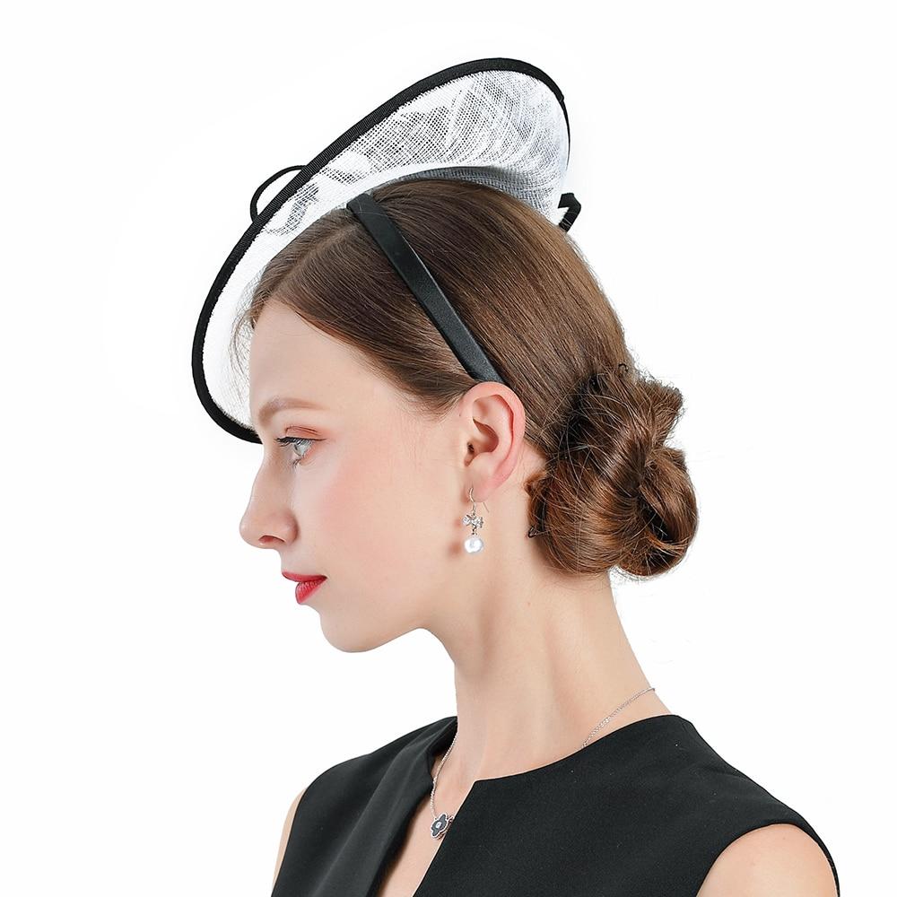 White Linen Fascinator Hat with Feathers-Hats-Innovato Design-Innovato Design