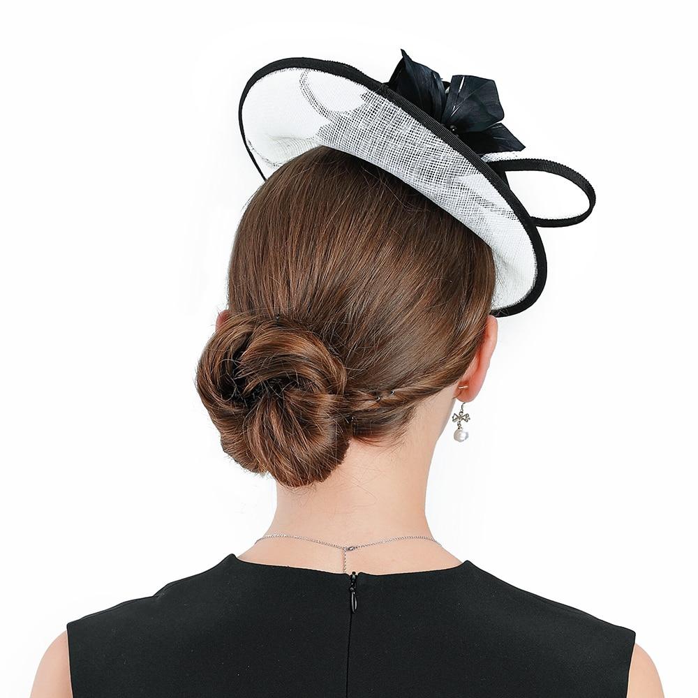 White Linen Fascinator Hat with Feathers-Hats-Innovato Design-Innovato Design