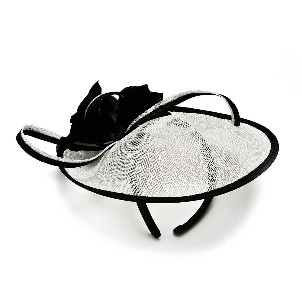 White Linen Fascinator Hat with Feathers-Hats-Innovato Design-Innovato Design