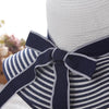 Black, Blue and White Striped Straw Sun Floppy Hat with Bowknot-Hats-Innovato Design-Black-Innovato Design