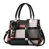Fashion Casual Plaid Leather Tote Bag, Shoulder Bag, Crossbody Bag and Handbag-Handbags-Innovato Design-Black-Innovato Design