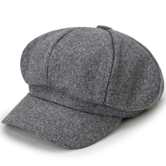 Solid Color Newsboy Octagonal Hat-Hats-Innovato Design-Gray-Innovato Design