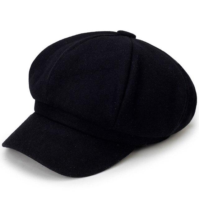 Solid Color Newsboy Octagonal Hat-Hats-Innovato Design-Black-Innovato Design