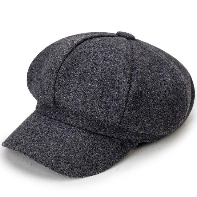 Solid Color Newsboy Octagonal Hat-Hats-Innovato Design-Dark Grey-Innovato Design